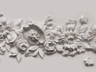 Fototapete Blumen-Basrelief