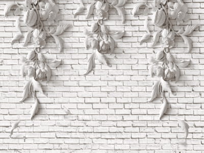 Fototapete Steinblumen an der Wand