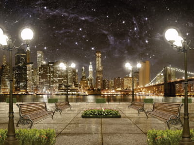 Fototapete Damm in New York bei Nacht