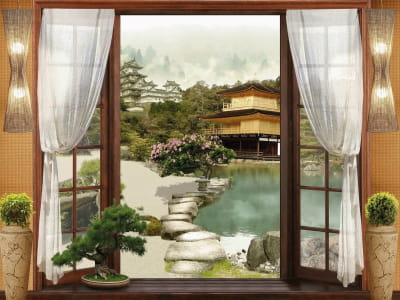 Fototapete Blick auf den japanischen Garten
