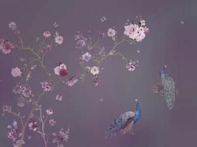Fototapete Pfauen und Blumen