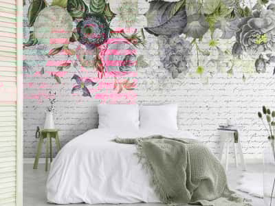 Fototapete Blumen und Text