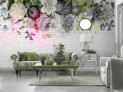 Fototapete Blumen und Text