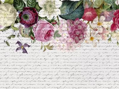Fototapete Blumen und Text