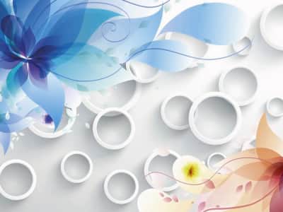 Fototapete Blumenmuster und Ringe 3D