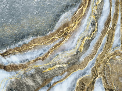 Fototapete Goldene Wellen auf Marmor