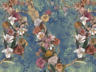 Fototapete Exotische Blumen im Dschungel