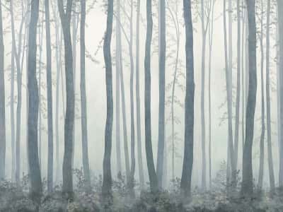 Fototapete Dichter Nebel im Wald