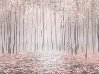 Fototapete Kraniche im Herbstwald