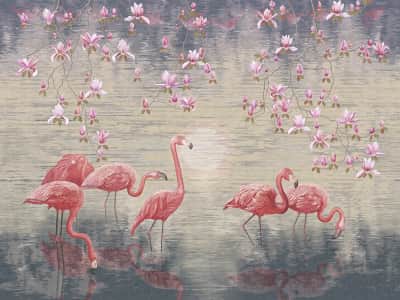 Fototapete Flamingo im See