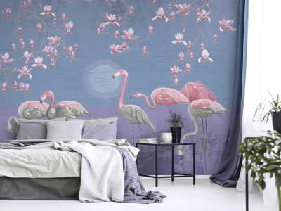 Fototapete Rosa Flamingos auf dem See