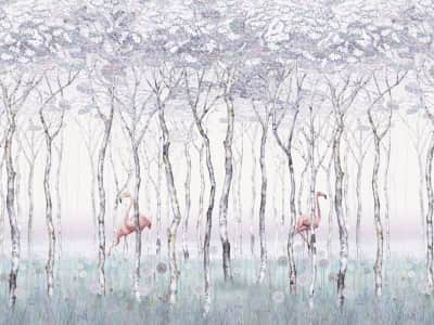 Fototapete Flamingo im Wald