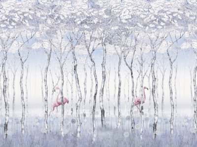 Fototapete Flamingo im Frühlingswald