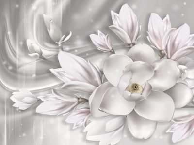 Fototapete Leuchtende volumetrische Magnolie