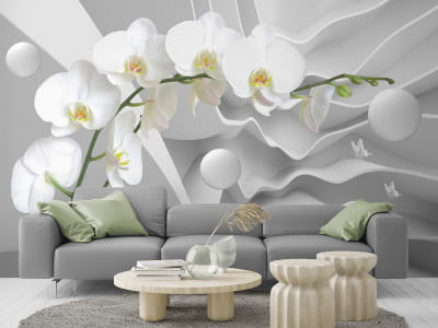 Fototapete Weiße Orchidee und Abstraktion