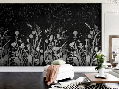 Fototapete Schwarze und weiße Wildblumen