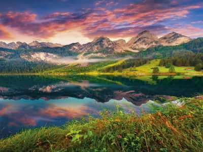 Fototapete Sonnenaufgang in den Alpen