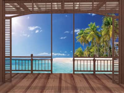 Fototapete Terrasse am Meer