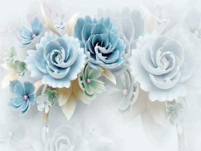 Fototapete Volumetrische blaue Blüten