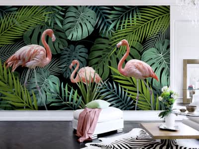 Fototapete Flamingo im Dschungel