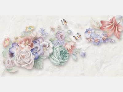 Fototapete Bemalte Blumen auf Marmor
