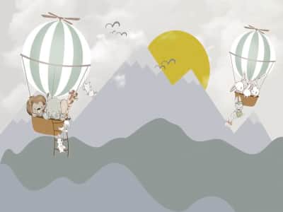 Fototapete Tiere auf Luftballons