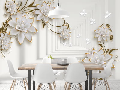 Fototapete Goldene Blumen