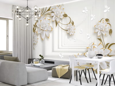 Fototapete Goldene Blumen