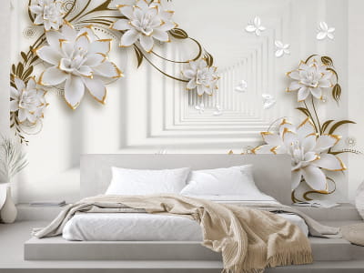 Fototapete Goldene Blumen