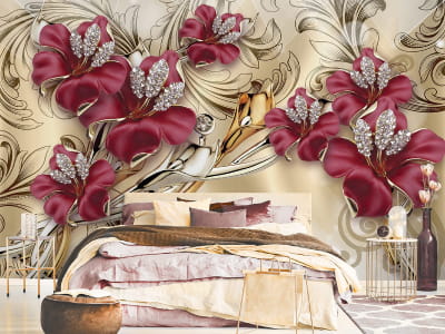 Fototapete Blumen mit Dekorationen