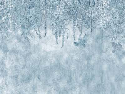 Fototapete Hellblaue Blüten von oben