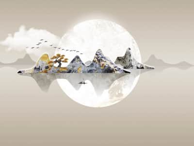 Fototapete Berge und Mond