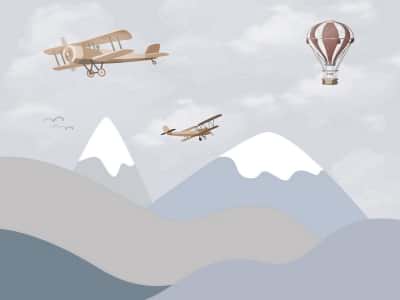 Fototapete Flugzeuge und Heißluftballon