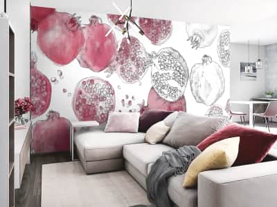 Fototapete Rotes Granat-Aquarell