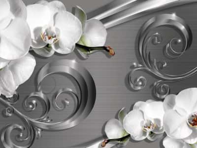 Fototapete Orchideen und 3D-Muster