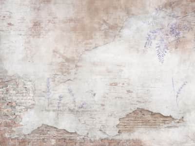Fototapete Lavendel an einer antiken Wand