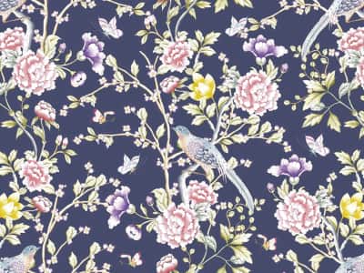 Fototapete Vögel und Blumen des Frühlings