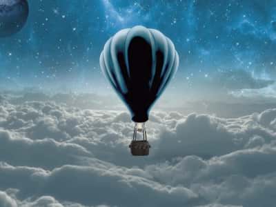 Fototapete Heißluftballon am Himmel