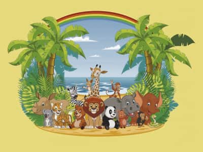 Fototapete Afrikanische Tiere zeichnen