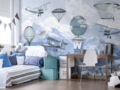 Fototapete Ballons und Doppeldecker