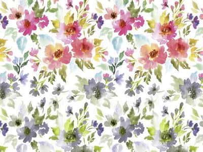 Fototapete Märchenblumen-Aquarell