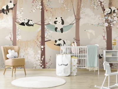 Fototapete Pandas gezeichnet