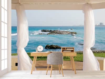 Fototapete Pavillon am blauen Meer