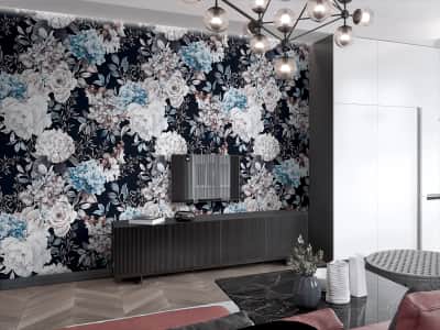 Fototapete Blumen auf dunklem Hintergrund