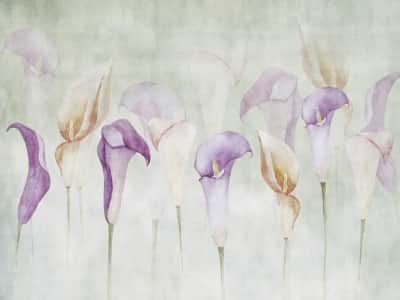 Fototapete Gartenblumen-Aquarell