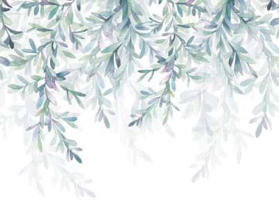Fototapete Aquarellblätter von oben