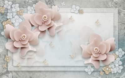 Fototapete Blumen auf hellem Hintergrund