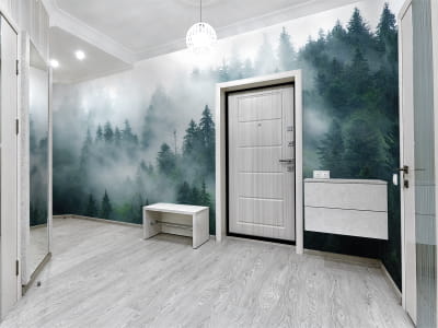 Fototapete Dämmerungswald im Nebel