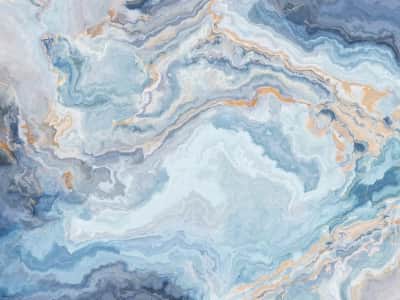 Fototapete Goldblauer Marmor