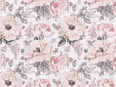 Fototapete Zarte Blumen-Aquarell